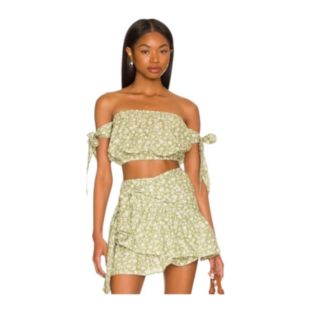Eberjey Green Floral Skirt Set
